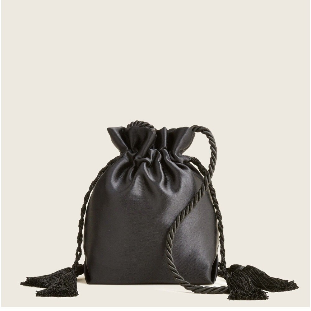 J.Crew Mini Crossbody Pouch Bag With Tassels Black Womens Chic Fashion
